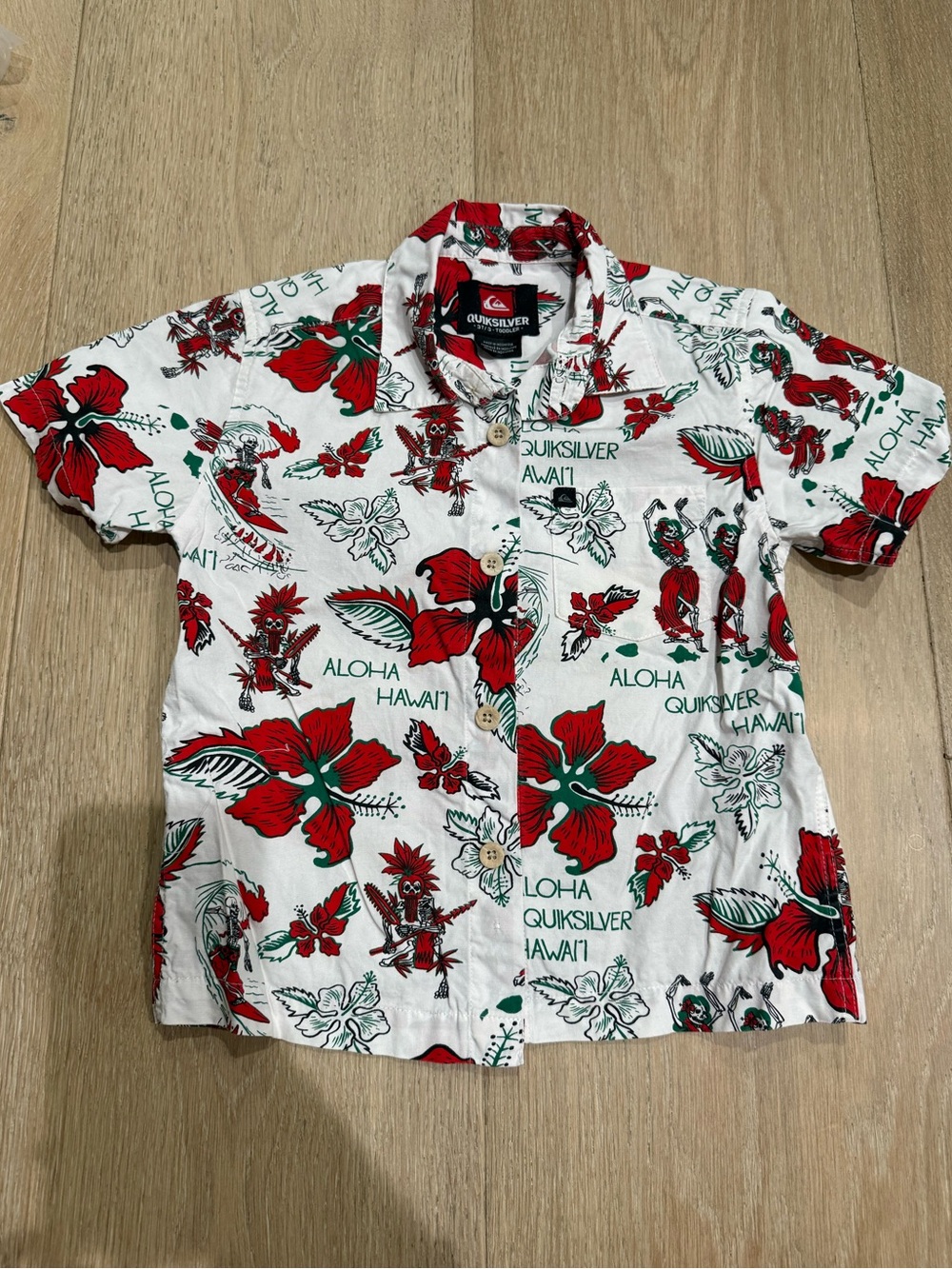 Quiksilver Boys Hawaiian Print Aloha Shirt sz 3